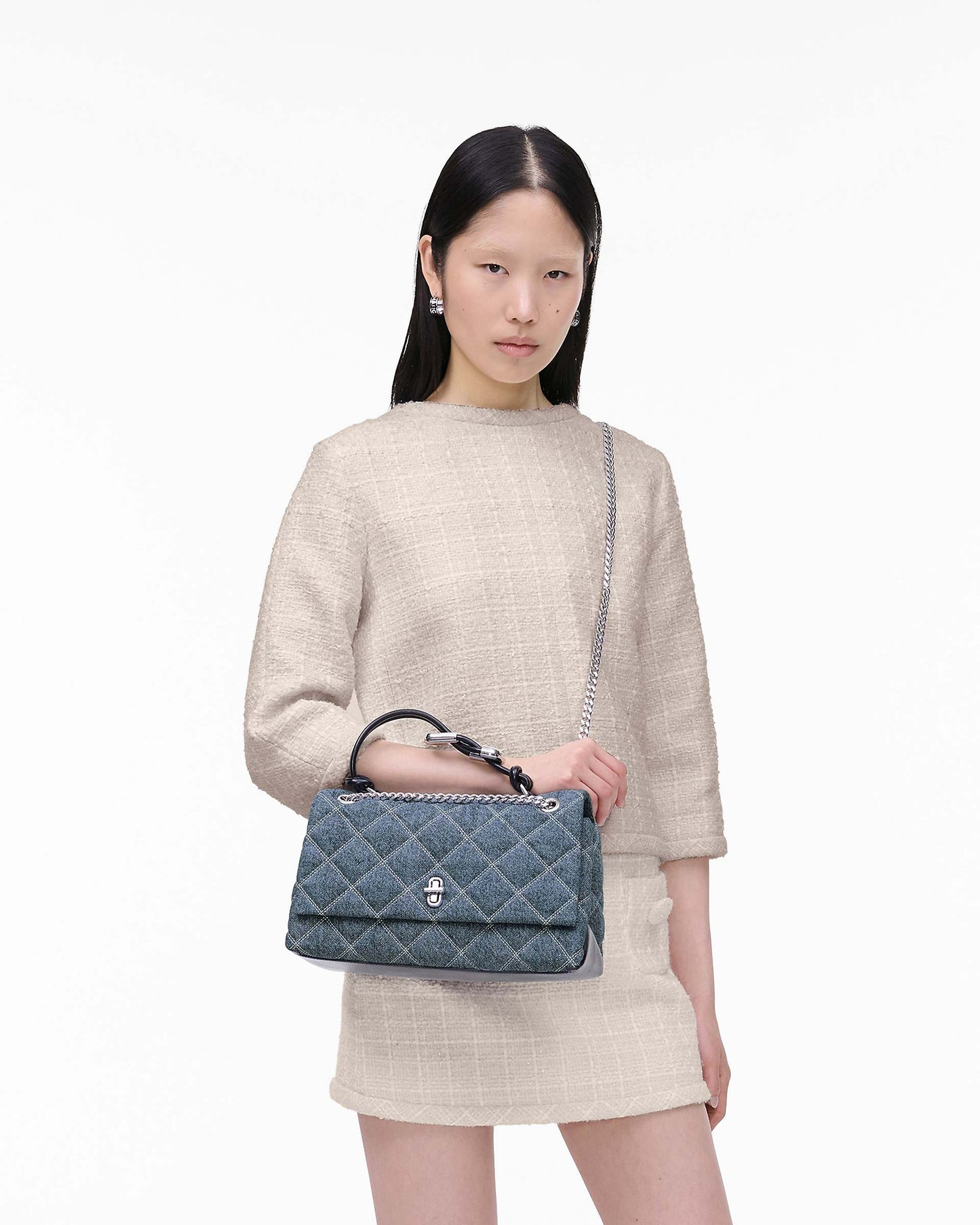 The Quilted Denim Dual Convertible Shoulder Bag