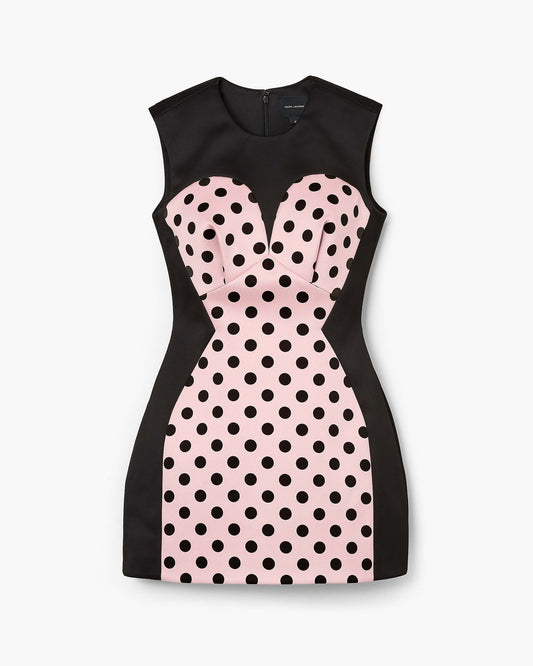 Seamed Up Dots Satin Dress