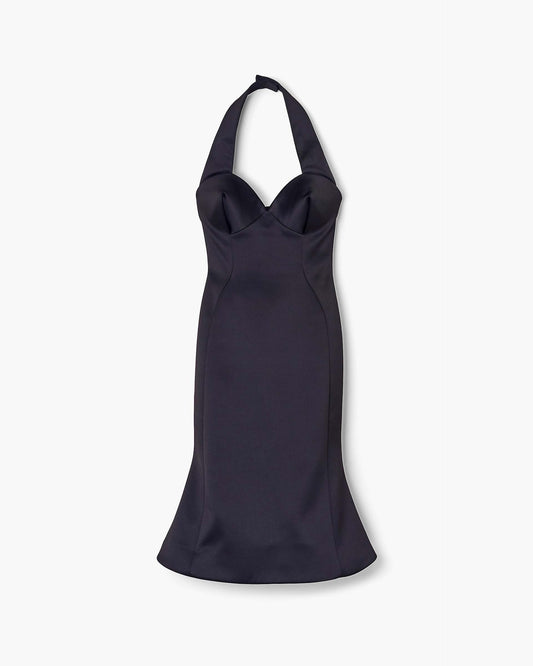 Sculpted Satin Halter Dress