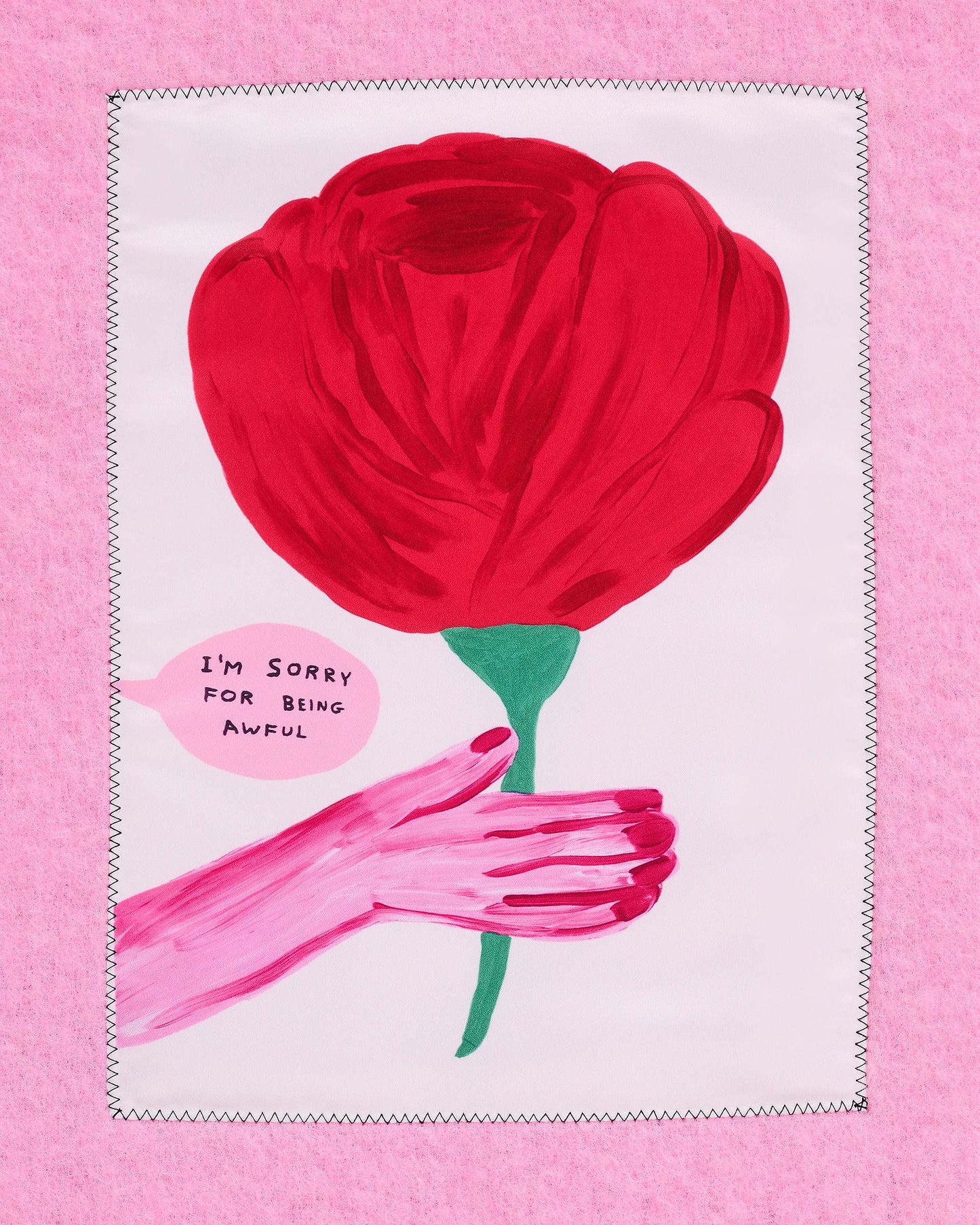 David Shrigley X MJ Oh Rose Wool Scarf