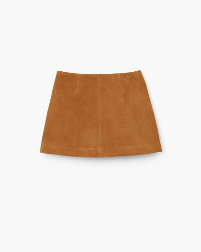 Suede Box Pleat Mini Skirt