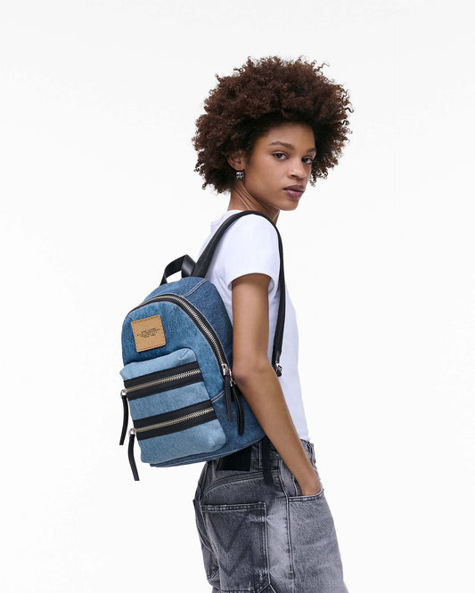 The Biker  Colorblock Denim Medium Backpack