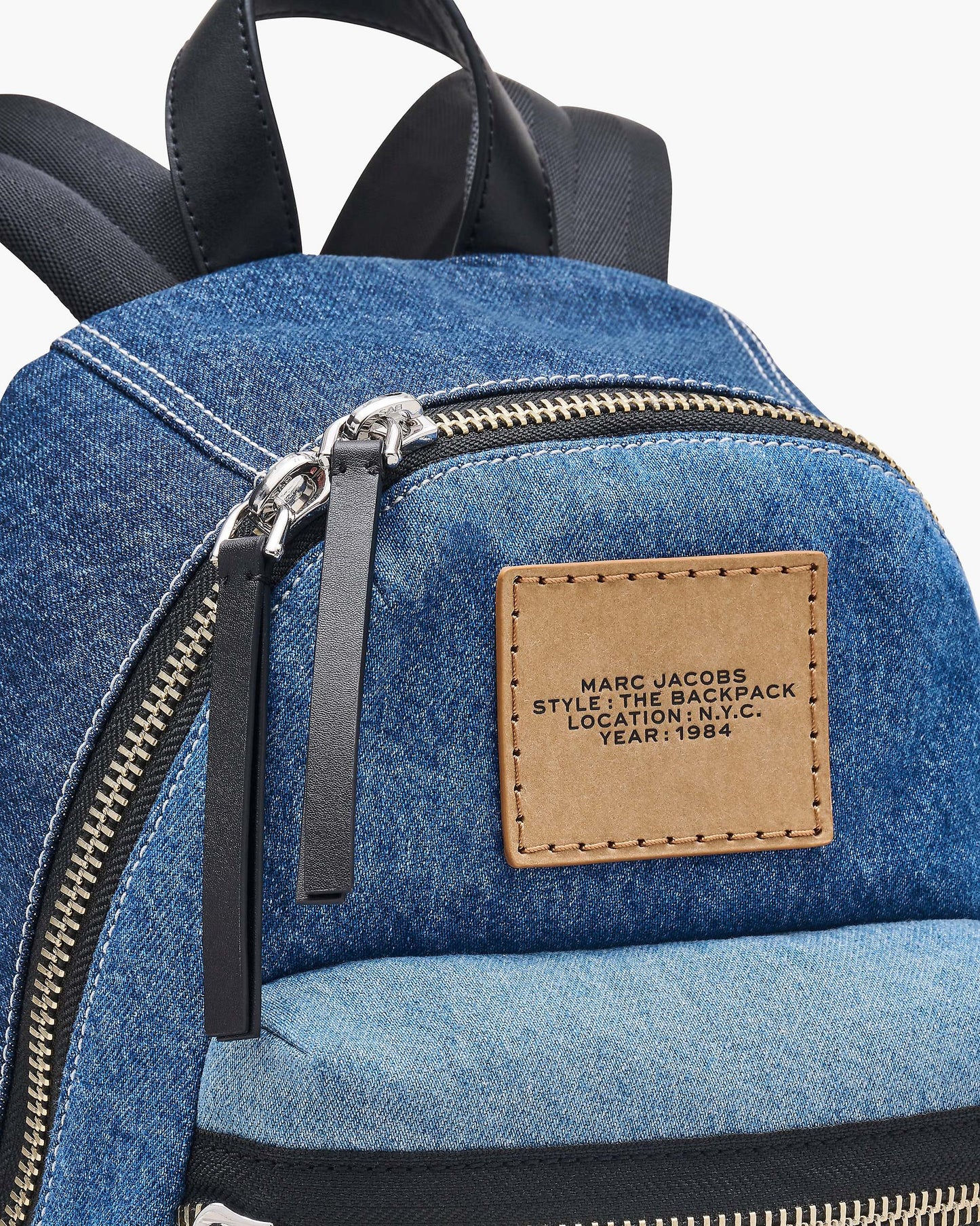 The Biker  Colorblock Denim Medium Backpack