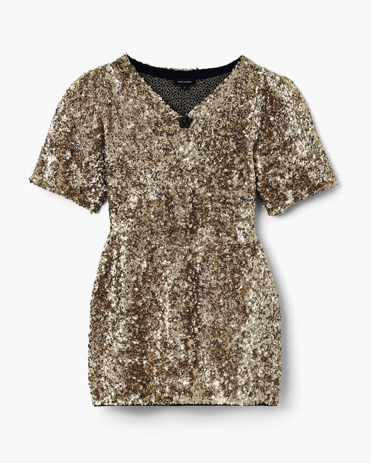 Sequin V-Neck Knit Dress