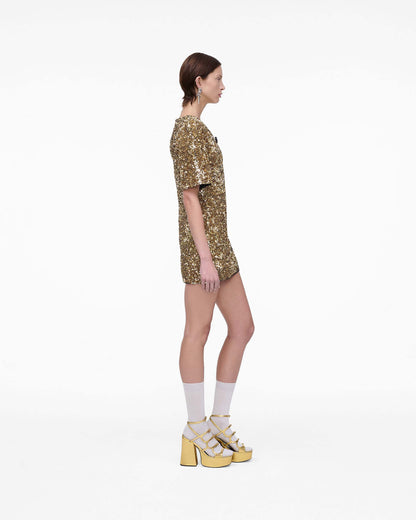 Sequin V-Neck Knit Dress