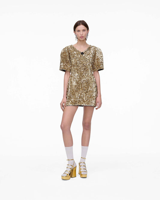 Sequin V-Neck Knit Dress